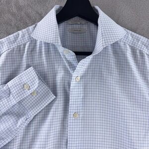 SuitSupply Traveller Dress Shirt Mens Size 38 Blue Check Long‎ Sleeve Perform
